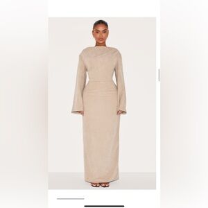 Elegant Tan Long Sleeve Dress